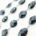 Load image into Gallery viewer, Black Spinel Oval Shape Oxidized Wire Chain. BSP44

