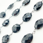 Load image into Gallery viewer, Black Spinel Oval Shape Oxidized Wire Chain. BSP44