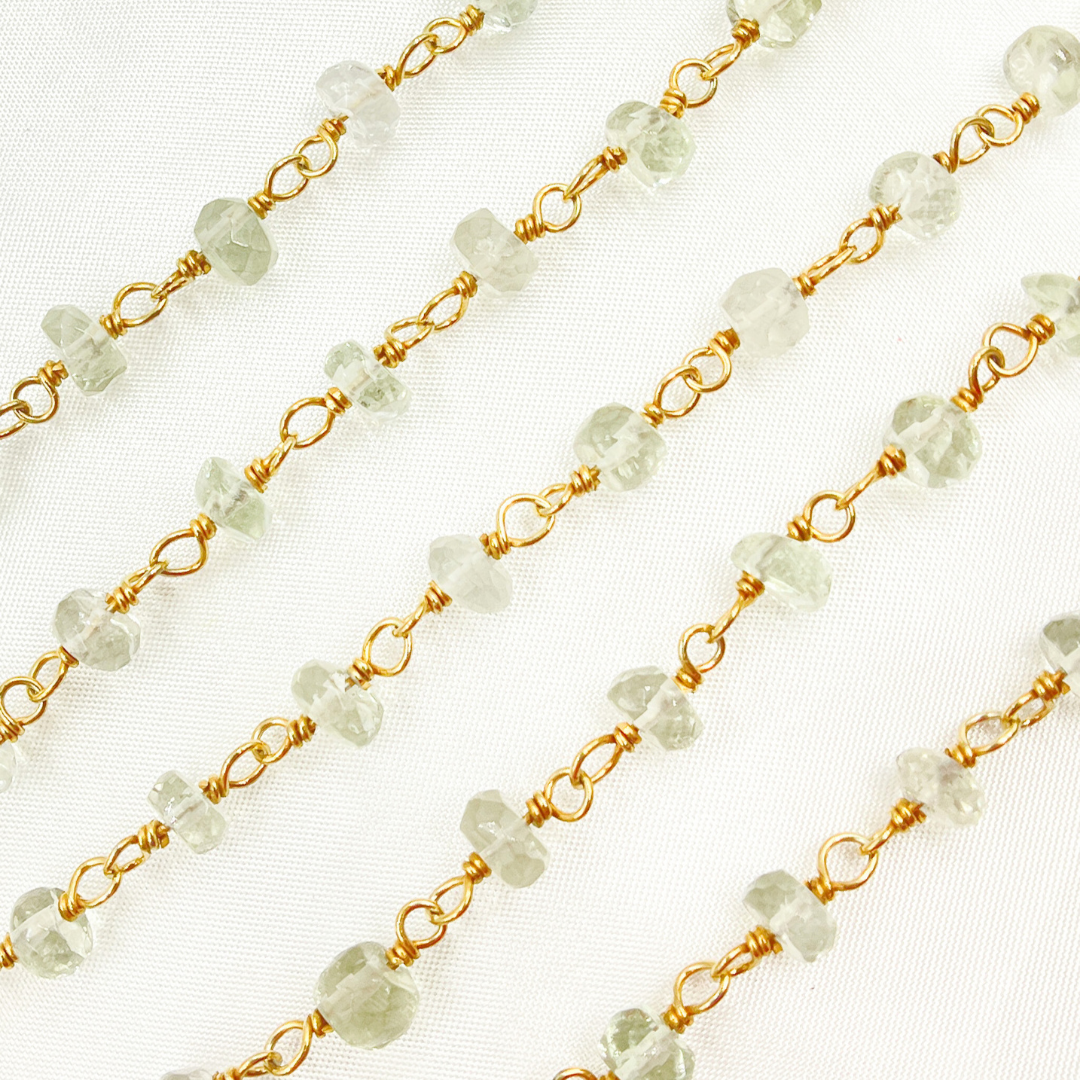 Green Amethyst Gold Plated Wire Chain. GME1