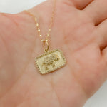 Load image into Gallery viewer, 14k Solid Gold Diamonds Elephant Rectangle Charm. GDP517