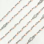 Load image into Gallery viewer, Coral & Round CZ Wire Wrap Chain