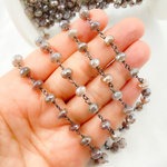 Load image into Gallery viewer, Coated Rondel Moonstone Oxidized Wire Chain. CMS72