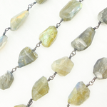 Load image into Gallery viewer, Labradorite Organic Shape Oxidized Wire Chain. LAB95