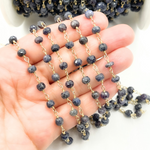 Load image into Gallery viewer, Gold Plated Silver and Shaded Blue Sapphire Wire Wrapped Chain. SAP1