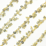 Load image into Gallery viewer, Grey Smoky Quartz Cluster Dangle Gold Plated Wire Chain. SMQ18