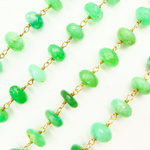 Load image into Gallery viewer, Chrysoprase Rondel Faceted Gold Plated Wire Chain.