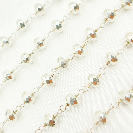 Silver Pyrite 925 Sterling Silver Wire Chain. SPY6