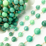 Load image into Gallery viewer, Chrysoprase Round Shape Gold Plated Wire Chain. CHR12
