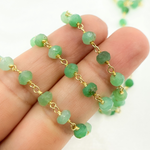 Load image into Gallery viewer, Chrysoprase Gemstone Faceted Rondels Wire Wrapped Chain.