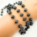 Load image into Gallery viewer, Black Spinel Rondel Faceted Wire Chain. BSP6