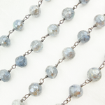 Load image into Gallery viewer, Coated Labradorite Round Shape Oxidized Wire Chain. CLB54
