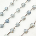 Load image into Gallery viewer, Coated Labradorite Round Shape Oxidized Wire Chain. CLB54