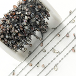 Load image into Gallery viewer, Coated Multi Moonstone Pear Shape Dangle Oxidized Wire Chain. CMS116