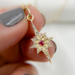 Load image into Gallery viewer, GDP186. 14k Solid Gold Diamond and Ruby Star Charm