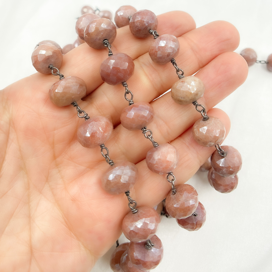 Coated Agate Peach Oxidized Wire Chains