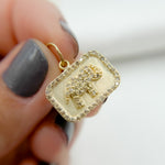 Load image into Gallery viewer, 14k Solid Gold Diamonds Elephant Rectangle Charm. GDP517