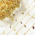 Load image into Gallery viewer, Multi Color Cubic Zirconia Marquise Shape Dangle Chain. CZ40