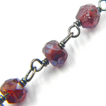 Load image into Gallery viewer, Coated Garnet Moonstone Black Rhodium 925 Sterling Silver Wire Chain. CGR1