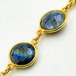 Load image into Gallery viewer, Coated Labradorite Round Shape Bezel Gold Plated Wire Chain. CLB64