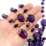 Load image into Gallery viewer, Amethyst Gold Plated 925 Sterling Silver Bezel Wire Chains