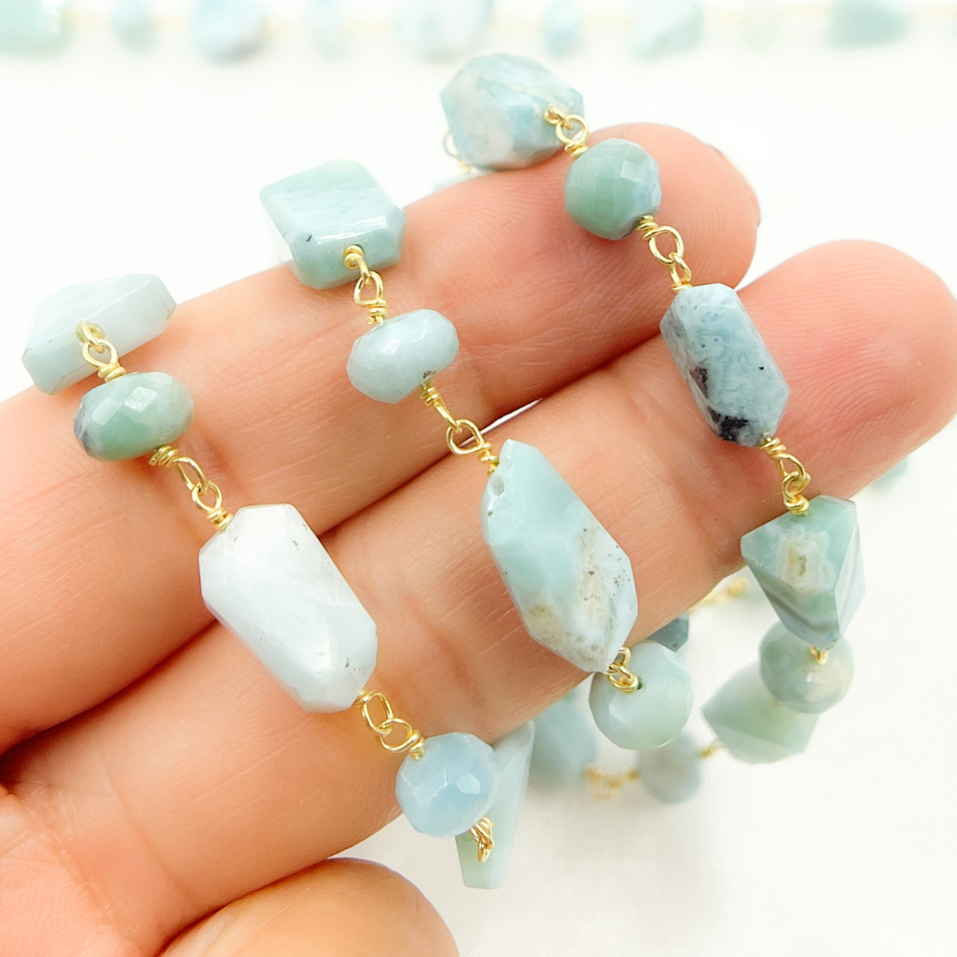 Larimar Gold Plated Wire Chain. LAR2