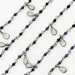 Load image into Gallery viewer, Coated Blue Silverite &amp; CZ Dangle Oxidized Wire Chain. CBS1
