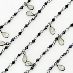 Load image into Gallery viewer, Coated Blue Silverite & CZ Dangle Oxidized Wire Chain. CBS1