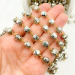 Load image into Gallery viewer, Steel Pyrite Cube Shape Gold Plated Wire Chain.