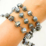 Load image into Gallery viewer, Coated Labradorite Nugget Shape Oxidized Wire Chain. CLB47
