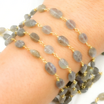 Load image into Gallery viewer, Labradorite Oval Shape Gold Plated Wire Chains