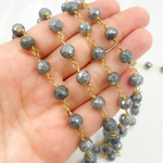 Load image into Gallery viewer, Coated Labradorite Round Gold Plated Wire Chains