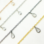 Load image into Gallery viewer, CZ5. Cubic Zirconia Pear Shape Dangle Chain