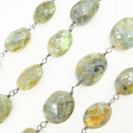 Load image into Gallery viewer, Labradorite Oval Shape Oxidized Wire Chain. LAB90