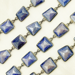 Load image into Gallery viewer, Coated Blue Quartz Rectangle Shape Bezel Oxidized Wire Chain. CQU47