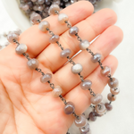 Load image into Gallery viewer, Coated Rondel Moonstone Oxidized Wire Chain. CMS73