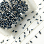 Load image into Gallery viewer, Coated Black Spinel Drop Dangle 925 Sterling Silver Wire Chain. CBS8