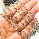 Load image into Gallery viewer, Coated Cyloni Moonstone Black Rhodium 925 Sterling Silver Wire Chain. CMS54