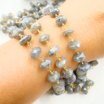 Load image into Gallery viewer, Coated Labradorite Faceted Rondel Gold Plated Wire Chain. CLB38