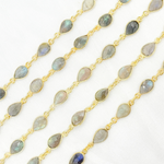 Load image into Gallery viewer, Labradorite Pear Shape Bezel Chain. LAB57