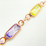 Load image into Gallery viewer, CZ45. Multi Color Cubic Zirconia Rectangular Shape Connected Chain