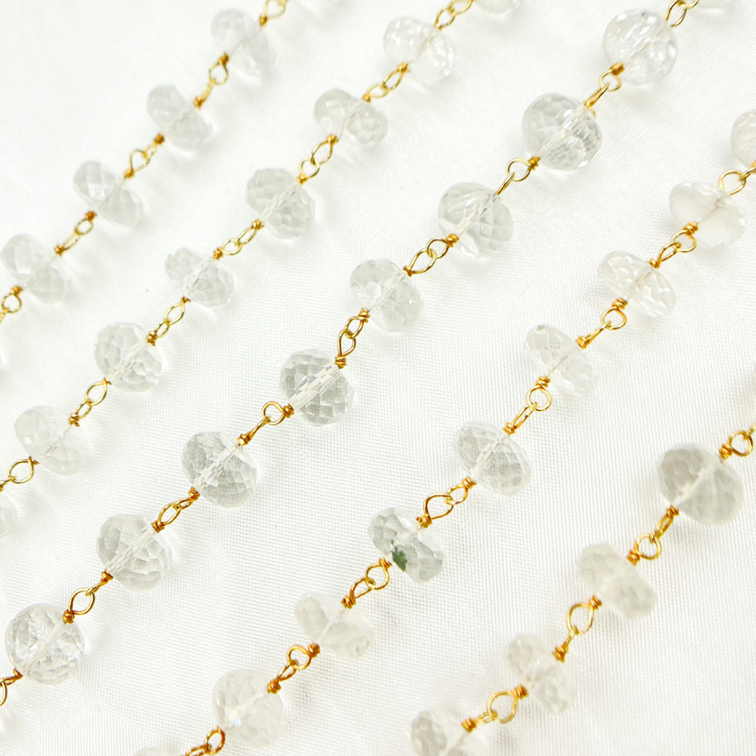 Crystal Round Shape Gold Plated Wire Chain. CR24