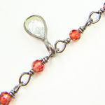 Load image into Gallery viewer, Garnet & CZ Dangle Oxidized Wire Chain. GAR7