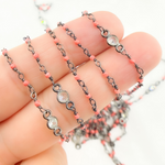 Load image into Gallery viewer, Coral with CZ Oxidized Wire Chain. COR14