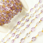 Load image into Gallery viewer, Pink Amethyst Oval Gold Plated Wire Chain. AME11