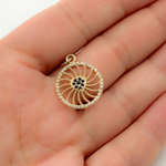 Load image into Gallery viewer, 14K Solid Gold Circle Charm with Heart Diamond. GDP376