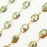 Load image into Gallery viewer, Pyrite Oval Shape Gold Plated Wire Chain. PYR50