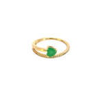 Load image into Gallery viewer, 14k Solid Gold Diamond and Emerald Spiral Heart Ring