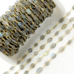 Load image into Gallery viewer, Labradorite Oval Shape Gold Plated Wire Chain. LAB121