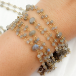 Load image into Gallery viewer, Labradorite Double Gold Plated Connected Wire Chain. LAB120