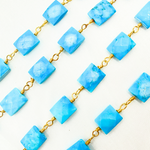 Load image into Gallery viewer, Turquoise Rectangle Shape Gold Plated Wire Chain. TRQ27
